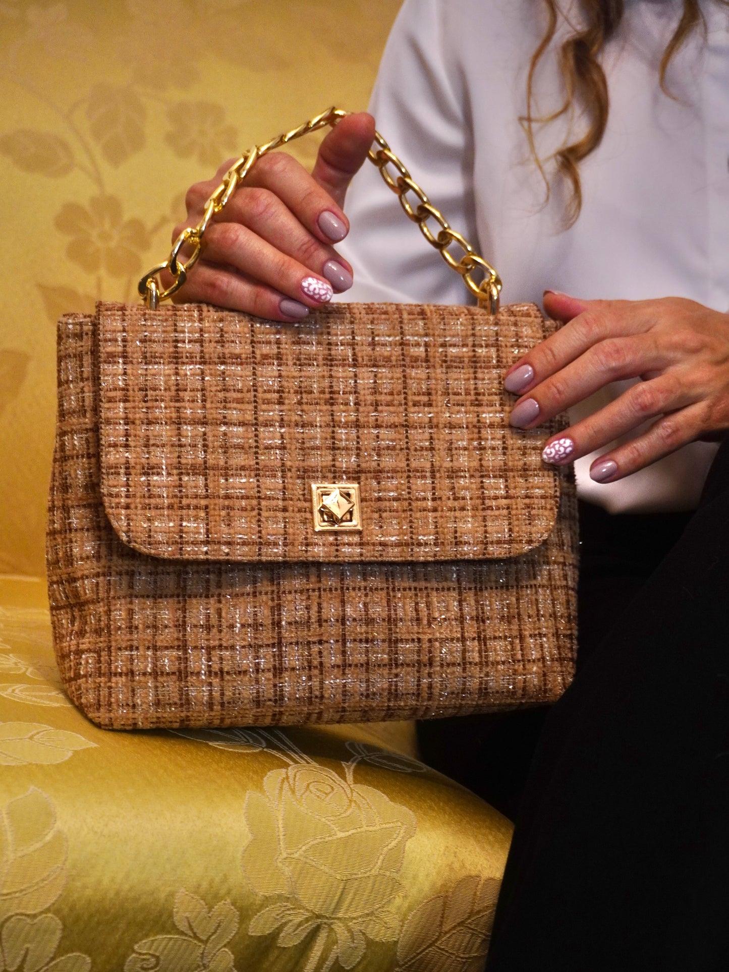 Manos libres francés en Tweed: Clásico y elegante - Miel