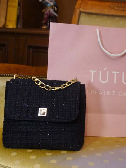 Manos libres francés en Tweed: Clásico y elegante - Negro