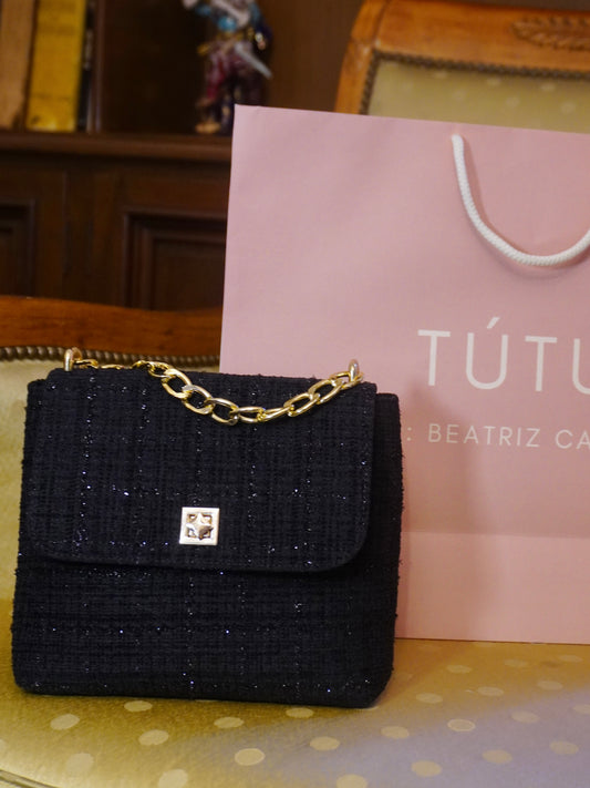 Manos libres francés en Tweed: Clásico y elegante - Negro