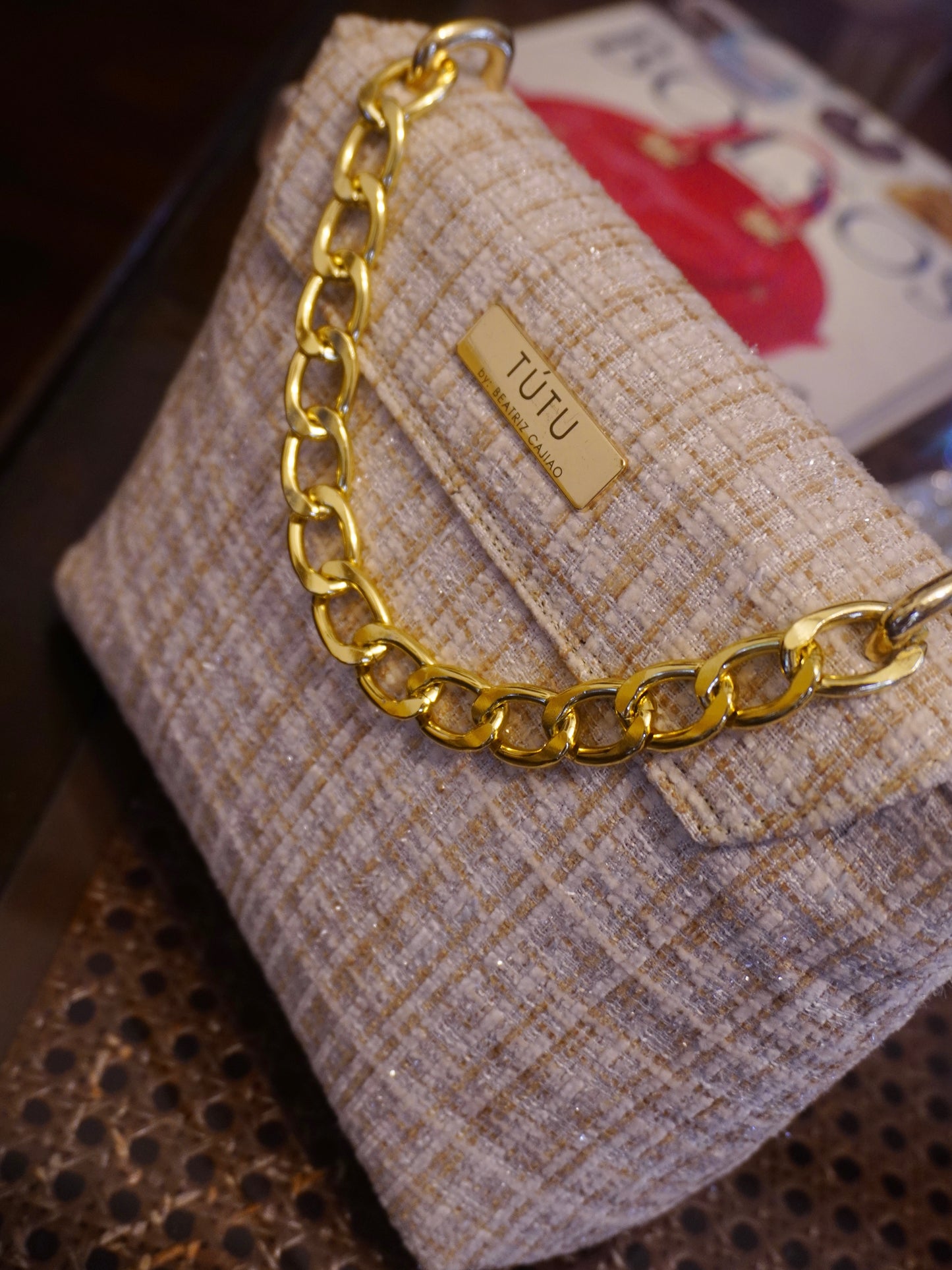 Manos libres francés en Tweed: Clásico y elegante - Champaña