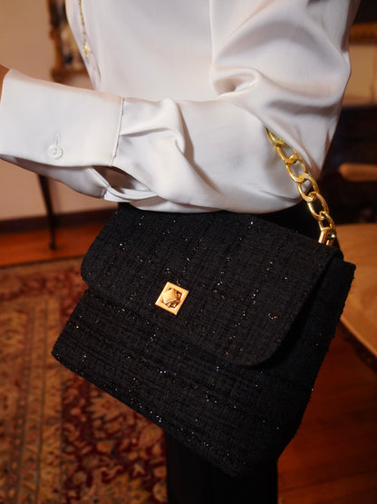 Manos libres francés en Tweed: Clásico y elegante - Negro