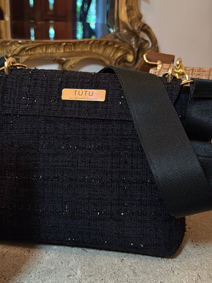 Manos libres francés en Tweed: Clásico y elegante - Negro