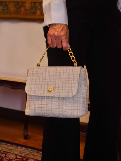 Manos libres francés en Tweed: Clásico y elegante - Champaña