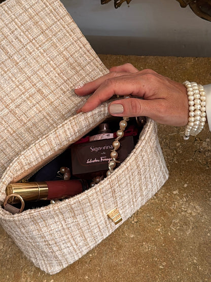 Manos libres francés en Tweed: Clásico y elegante - Champaña